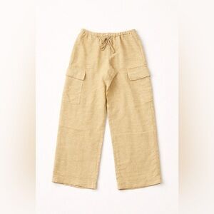 Haven Well Within 100% Linen Cargo Wide Leg Pants Women's S Yellow NWT